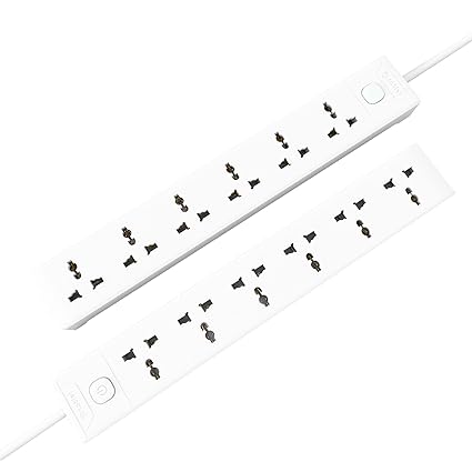 Cablet 6 Way Extension Board - 6 Universal Socket + 1 Switch, 10A and 2500W - 4.5m Heavy Duty Cable - White, Medium (Cablet 6010-45)