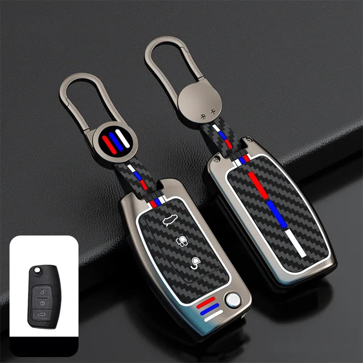 HATHWAY Compatible con Ford Fiesta 2008-2013, Cubierta de Control Remoto de Coche, Soporte Protector de Llave Inteligente Remoto, Funda para Llave de Coche con Llavero, Accesorios para Coche