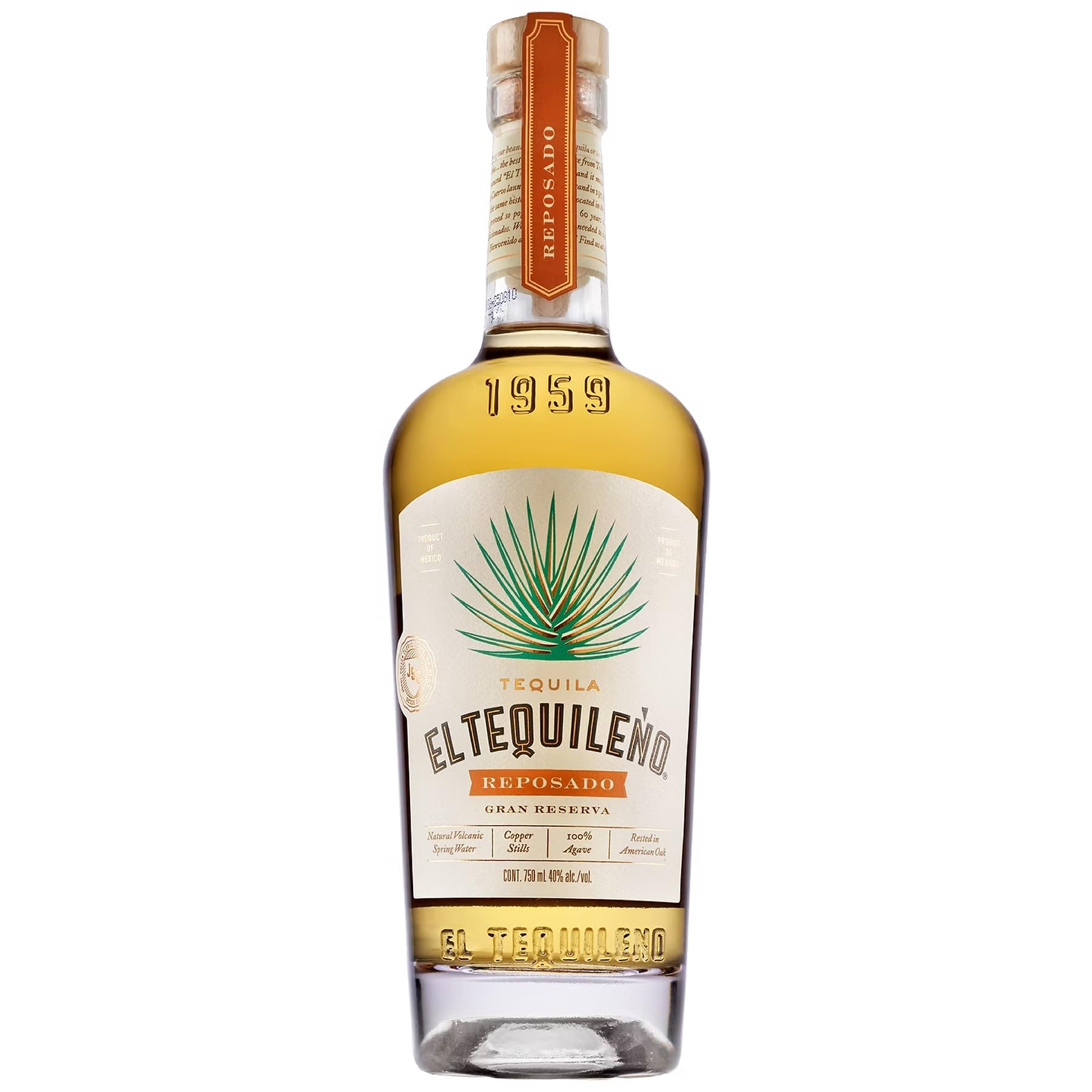 El Tequileño 1959 Reposado Grand Reserva Tequila 70cl, 38% ABV | 100% Estate Grown Blue Agave, Premium American Oak Aged | Family Owned Distillery |