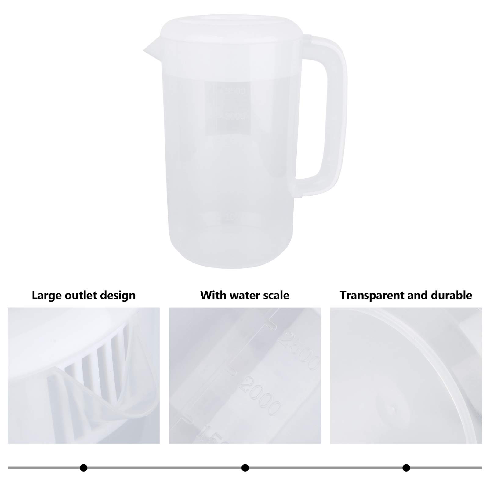 HEMOTON Jarra para bebidas con tapa, 4 litros, de plástico, transparente, grande, para zumo de agua fría, para fiestas, hogar, cocina, con escala y mango cómodo