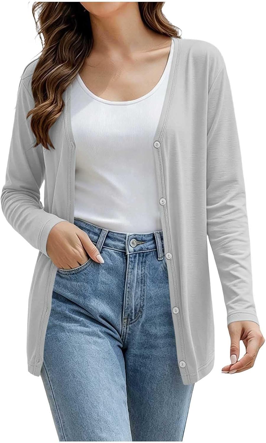 Women Loose Fit Summer Sun Jackets:Fashion Button Down Long Sleeve Workout Coats Vacation Hiking Outfits