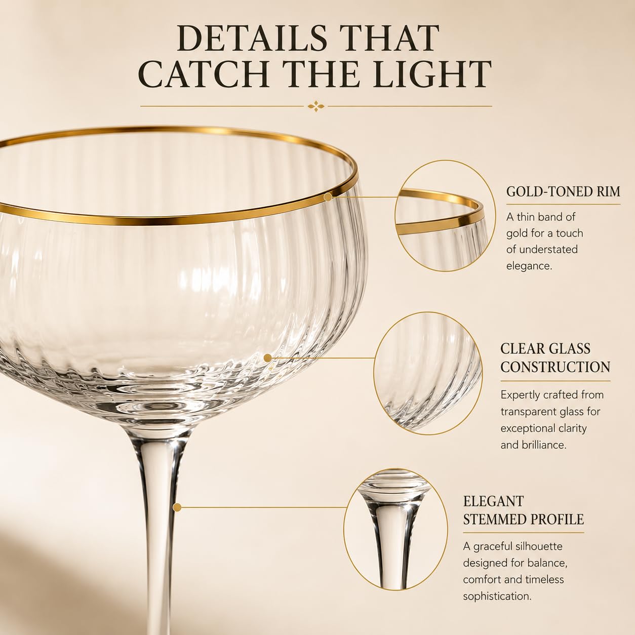 Elegant Coupe Cocktail Glasses - Set of 4 -4 Elegant Coupe Cocktail Glasses - Set of 4 -4