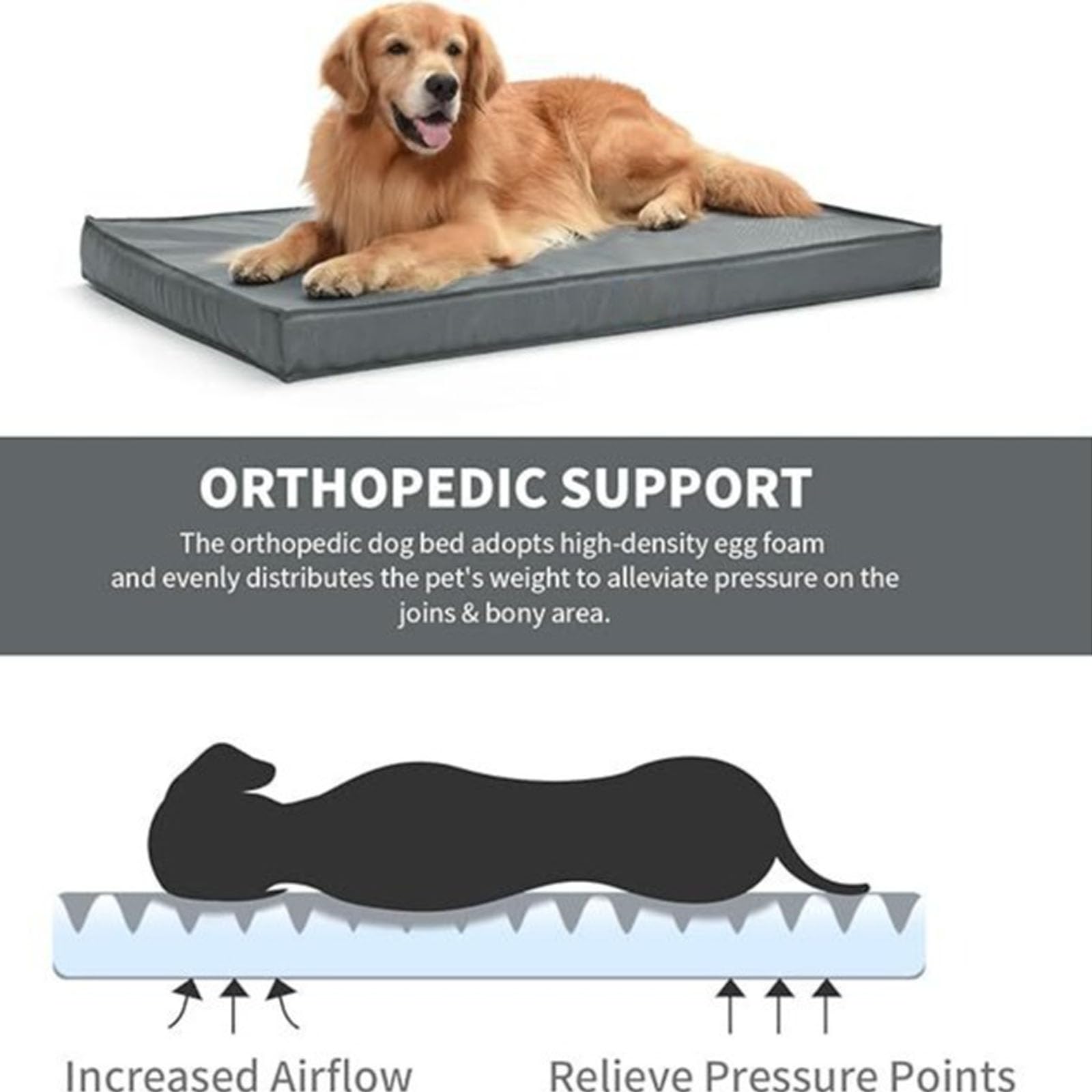 Cuccia per Cani da Esterno Impermeabile, Materassino per Animali Domestici in Schiuma A Nido d'Ape con Fodera Rimovibile E Lavabile, Lettino per Cani in Memory Foam per Gabbia,L
