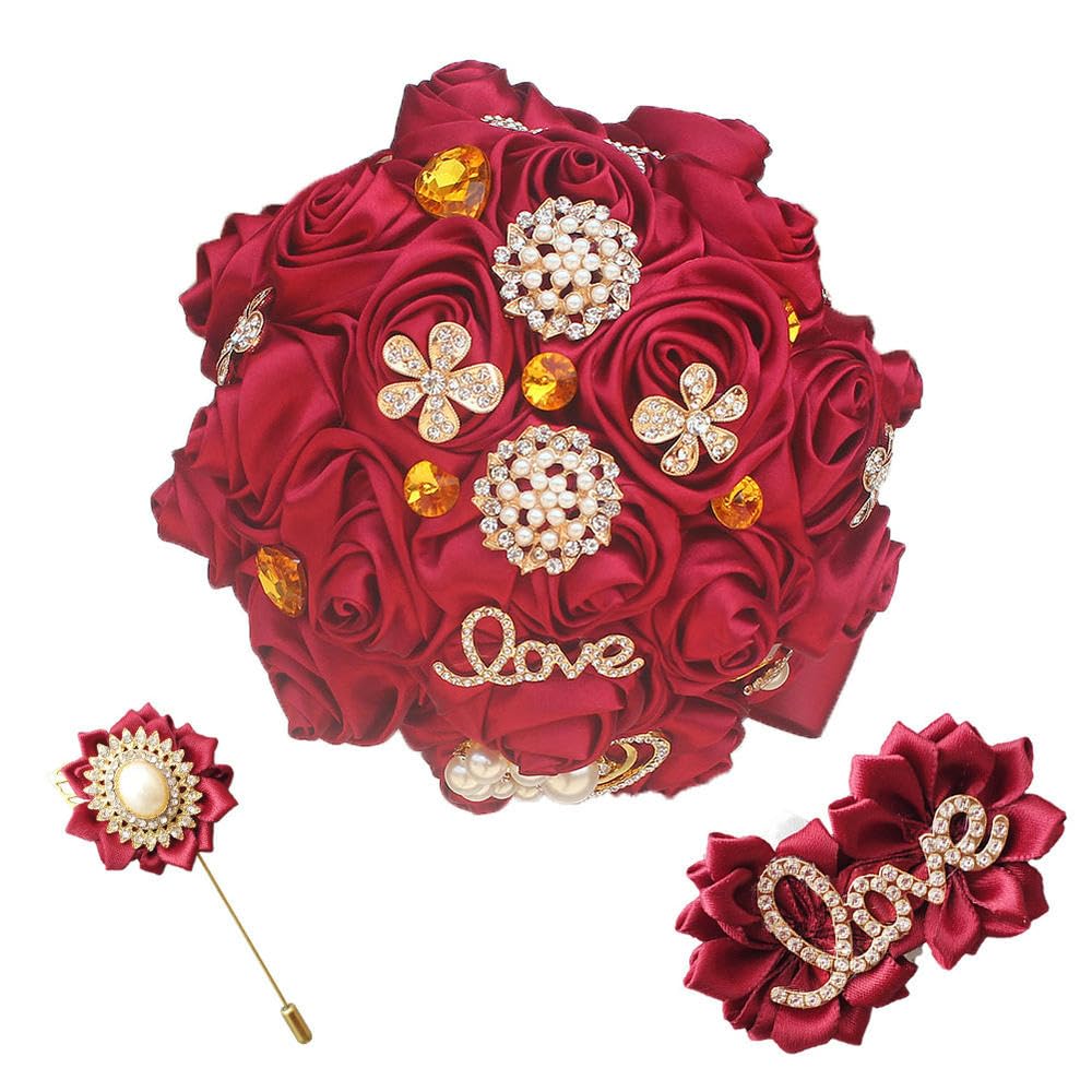 Marié Roses artificielles Bouquet Fleurs Okika broches poignet pour mariage