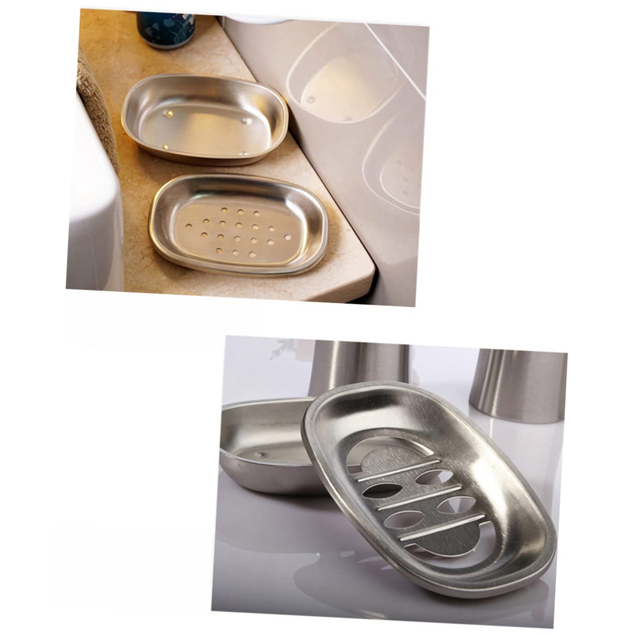 Ciieeo Jabonera de Acero Inoxidable de Doble Capa 3 Unidades Escurridor para Bañera Y Cocina.