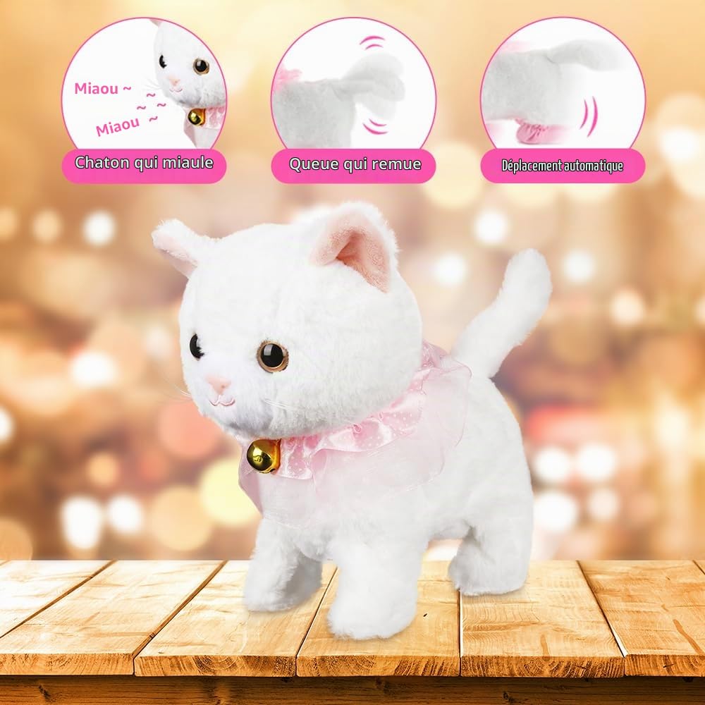 Jouet électronique en Peluche, Animal Chat électronique, Peluche Interactive, pour Chat avec Laisse Télécommandée, Marche, Aboiements, Remuant La Queue,Cadeaux De Jouets pour Filles De 3-8 Ans