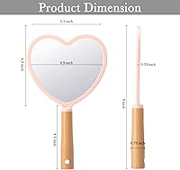 Vista 7 de YEAKE Espejo de mano con mango para maquillaje, pequeño y bonito espejo de mano de madera para afeitarse con agujero para colgar de una sola cara