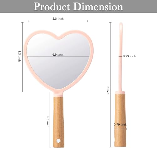 Miniatura 7 de YEAKE Espejo de mano con asa para maquillaje pequeño y bonito espejo de mano de madera para afeitarse con agujero para colgar en un solo lado espejo