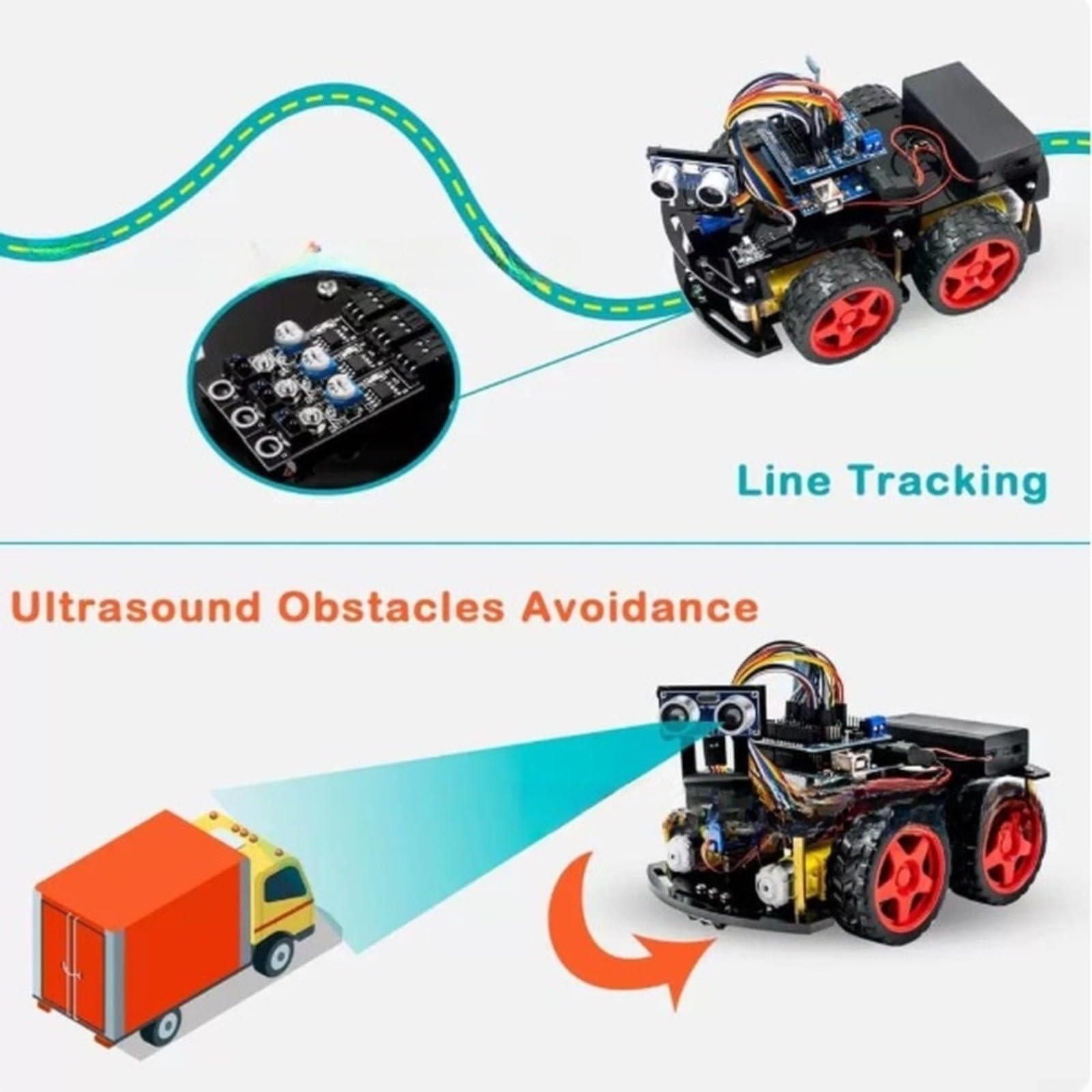 Vehículo robótico inteligente 4WD DIY Kit de construcción con seguimiento