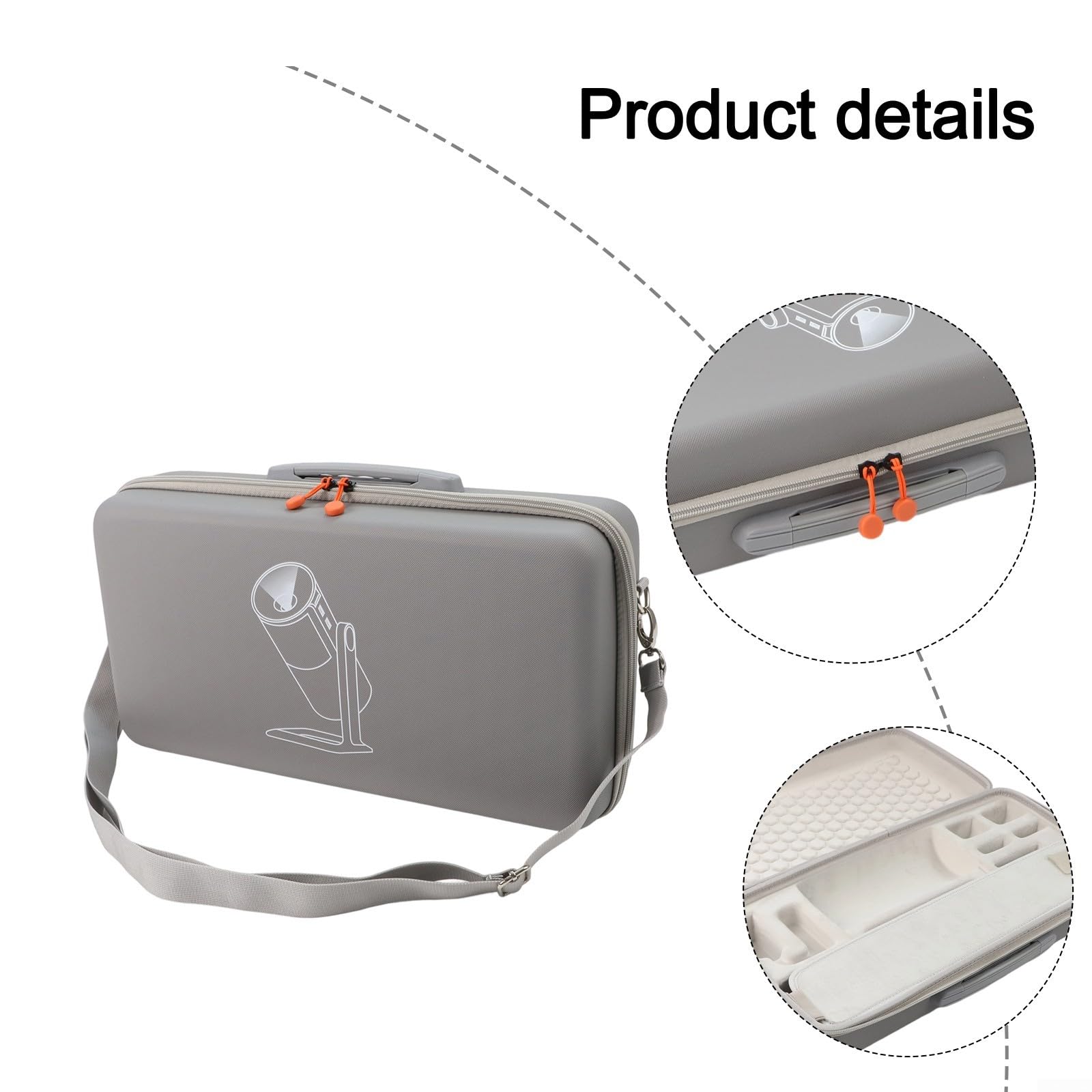 Funda rígida de viaje para proyector XGIMI MoGo 4 (2025), material de poliuretano y EVA, almacenamiento protector de transporte con compartimentos con cremallera, color gris