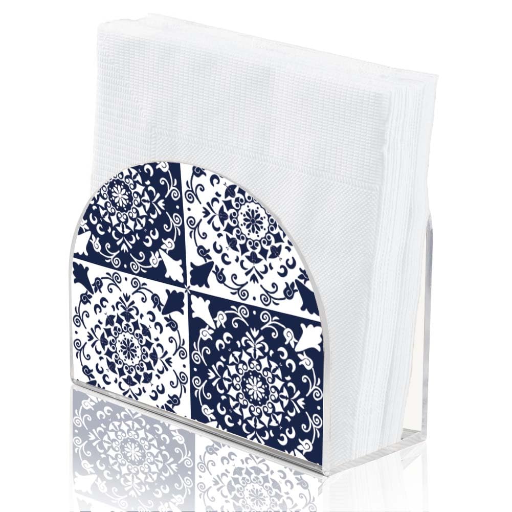 SUPERDANT Retro Pattern Napkin Holder for Tables Acrylic Tissue Holder Tissue Dispenser for Kitchen Acrylic Serviette Holder Serviette Dispenser for