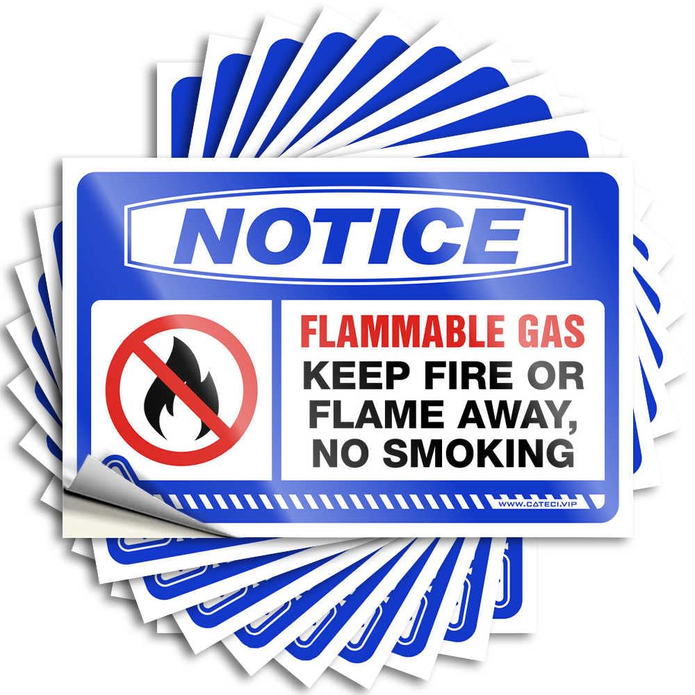 Decals Goods Water Reading Hat Notice Flammable Gas - Keep Fire Or Flame Away, No Smoking - Scratch Resistant Stickers(12X18CM)