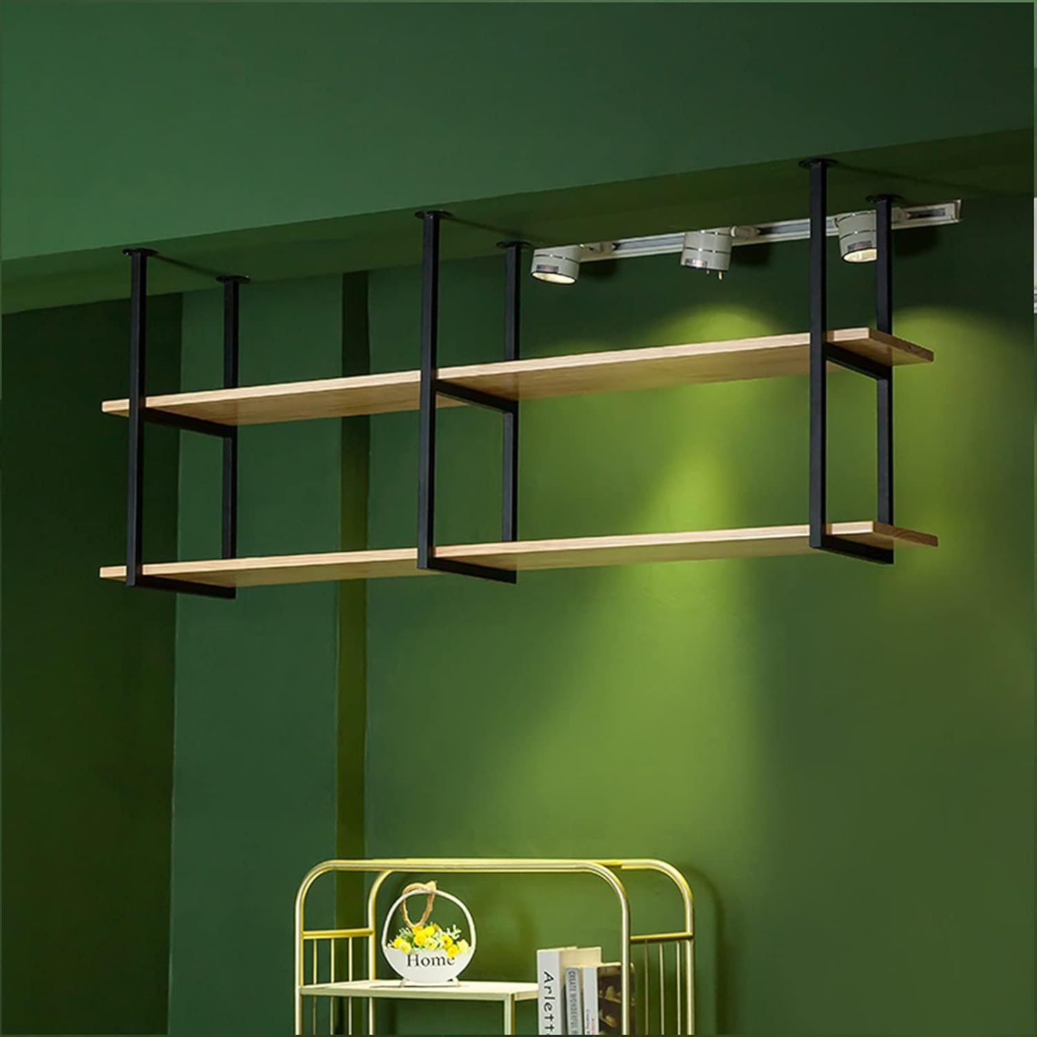 ワインラック天井棚取り付けフローティング吊り下げ式、天井ワイングラスラック、ヨーロピアン吊り下げワインラック、吊り下げキッチンバーラ