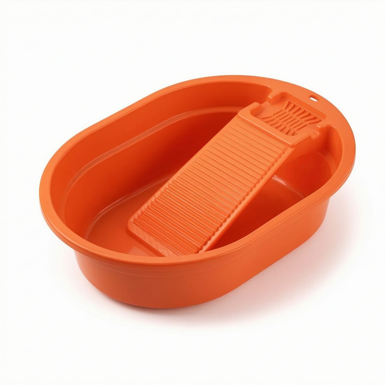 ABS Laundry Basin with Washboard Compact Washboard Basin Thickened Wash Tub with Scrubber Long-Lasting for Students, Renters, Dorm Rooms, Apartments, Orange-image-22