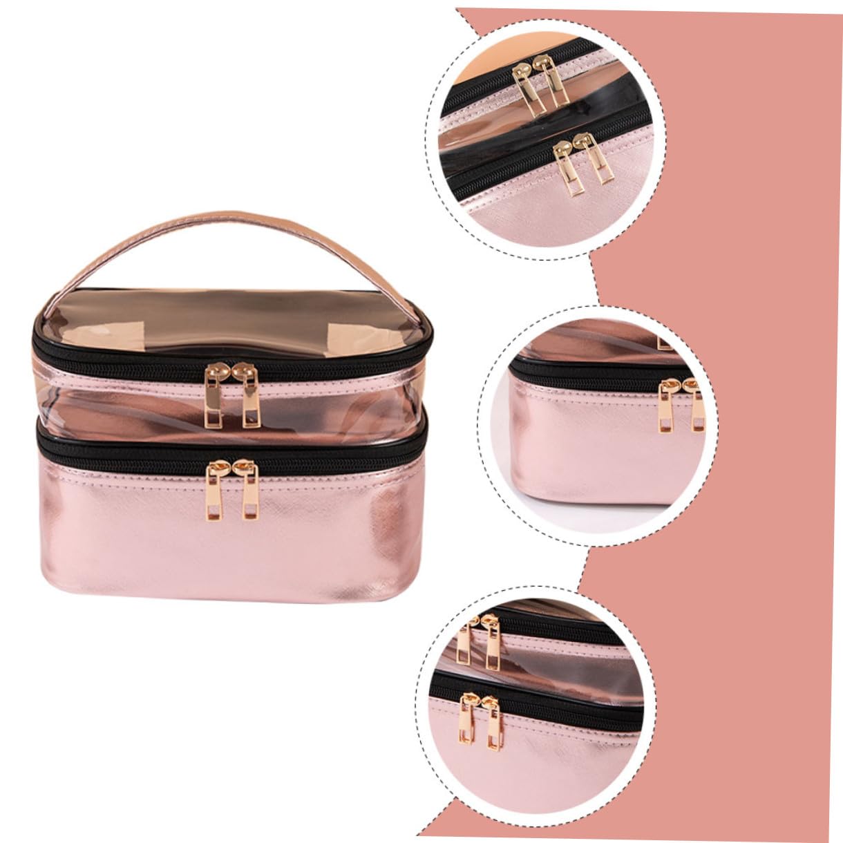 Happyyami Bolsa De Cosméticos Portátil Doble Neceser De Viaje para Maquillaje Ligero