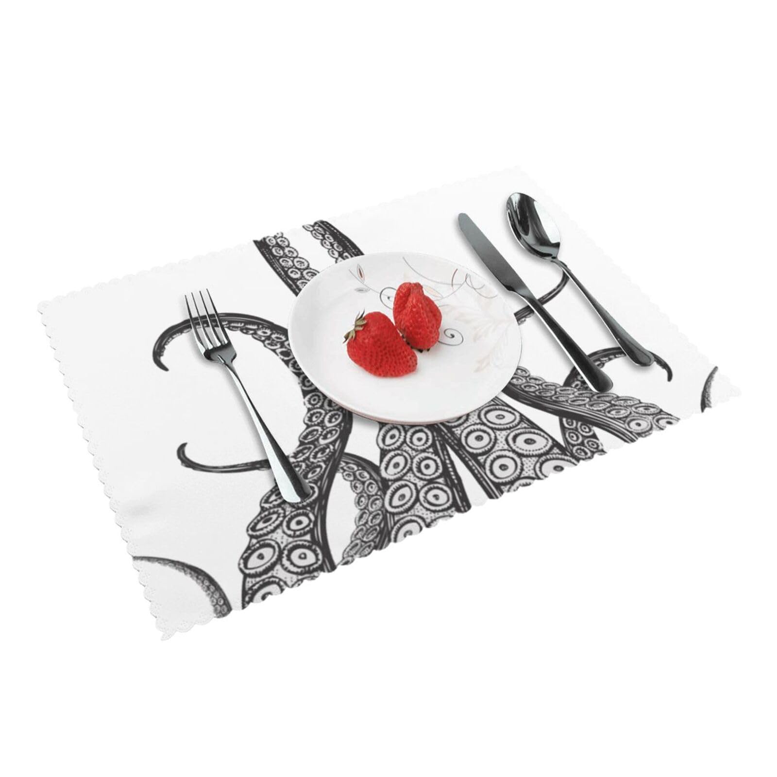 Octopus Tentacles Printed Placemats Set of 4 PCS Washable Placemat for Kitchen Table Heat-resistant Table Mats 45x30 CM