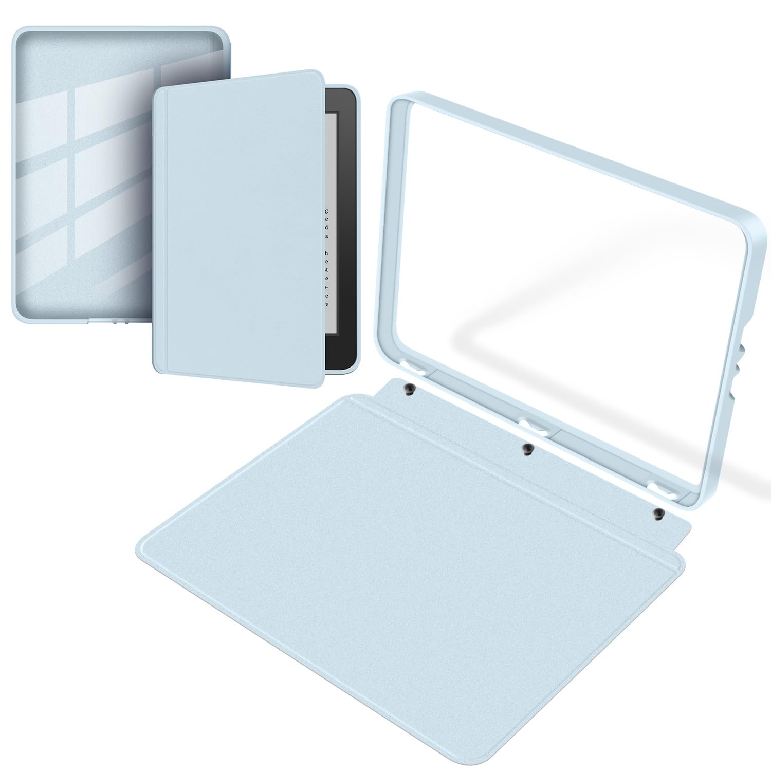 Funda protectora desmontable para Kindle Paperwhite de 6.8 pulgadas (11ª generación-versión 2021), carcasa trasera transparente ultra transparente, función de encendido y apagado automático, color — view 15