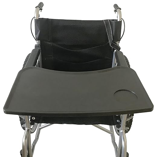 Wheelchair Tray, Detachable Wheelchair Table Removable Adult,Mobility Accessory Attachment Cup Holder Durable, Wheelchair Accessories,Fits Wheelchair Arms of 16" - 20", with Secure Straps