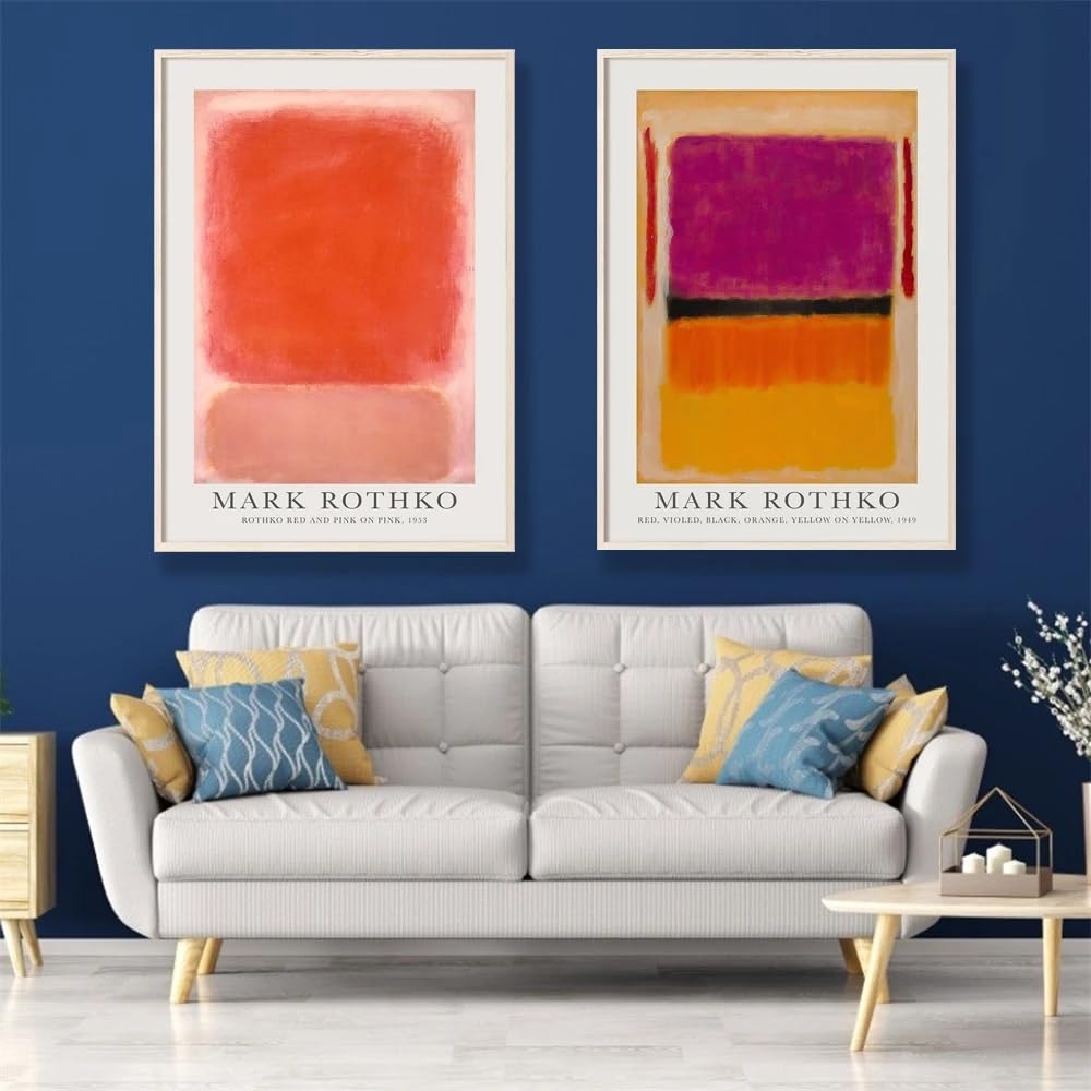 Dittelle Frameless Abstract Canvas Paintings Mark Rothko Print Graffiti Minimalism Art Posters And Prints Wall Art Pictures Living Room(70X100cm/2Pcs )