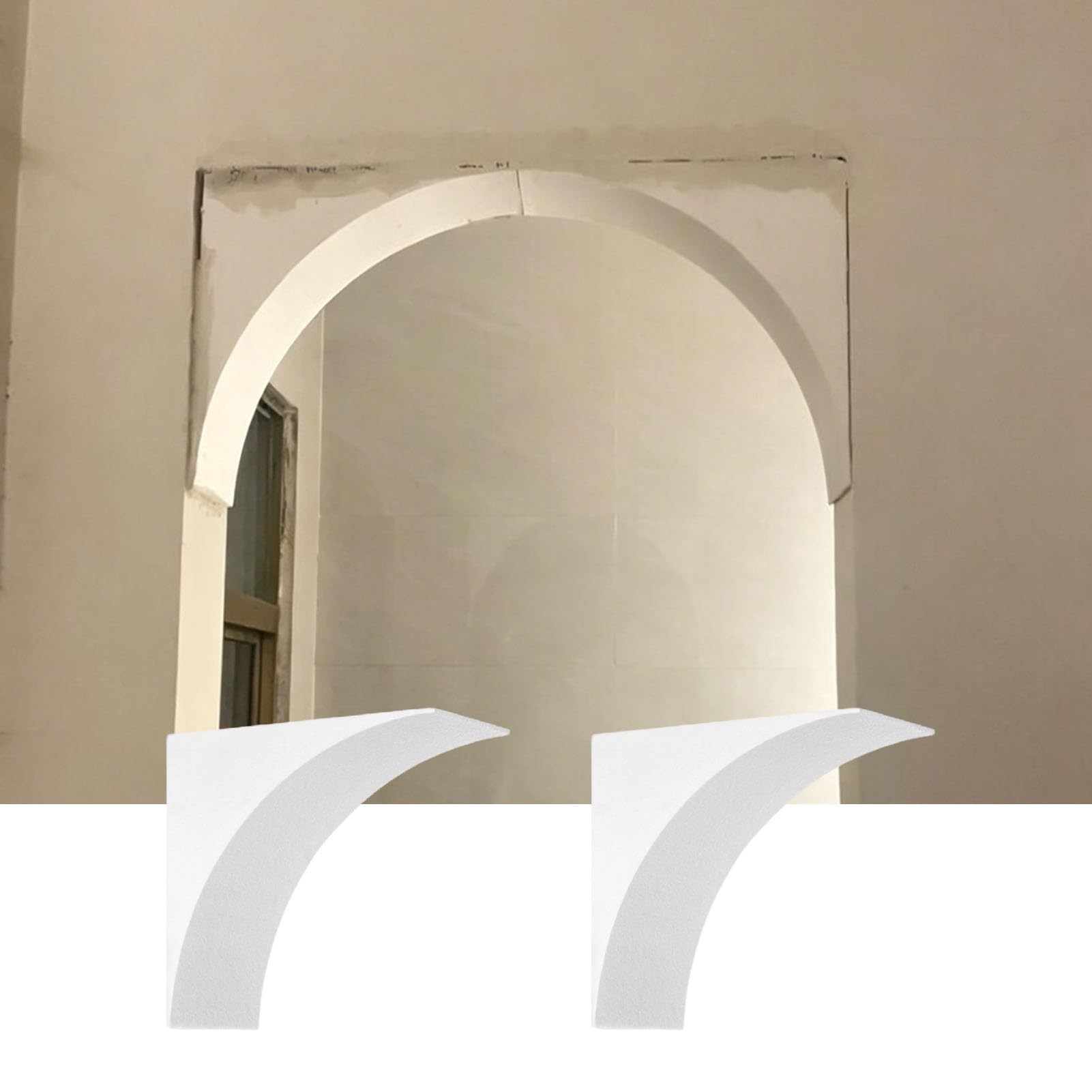 Precurved DIY Doorway Arch Kit, Interior Paintable Arch Corner Kits, Universal Door Frame Set for Entrances, Premade Half-Circle Archway Mold