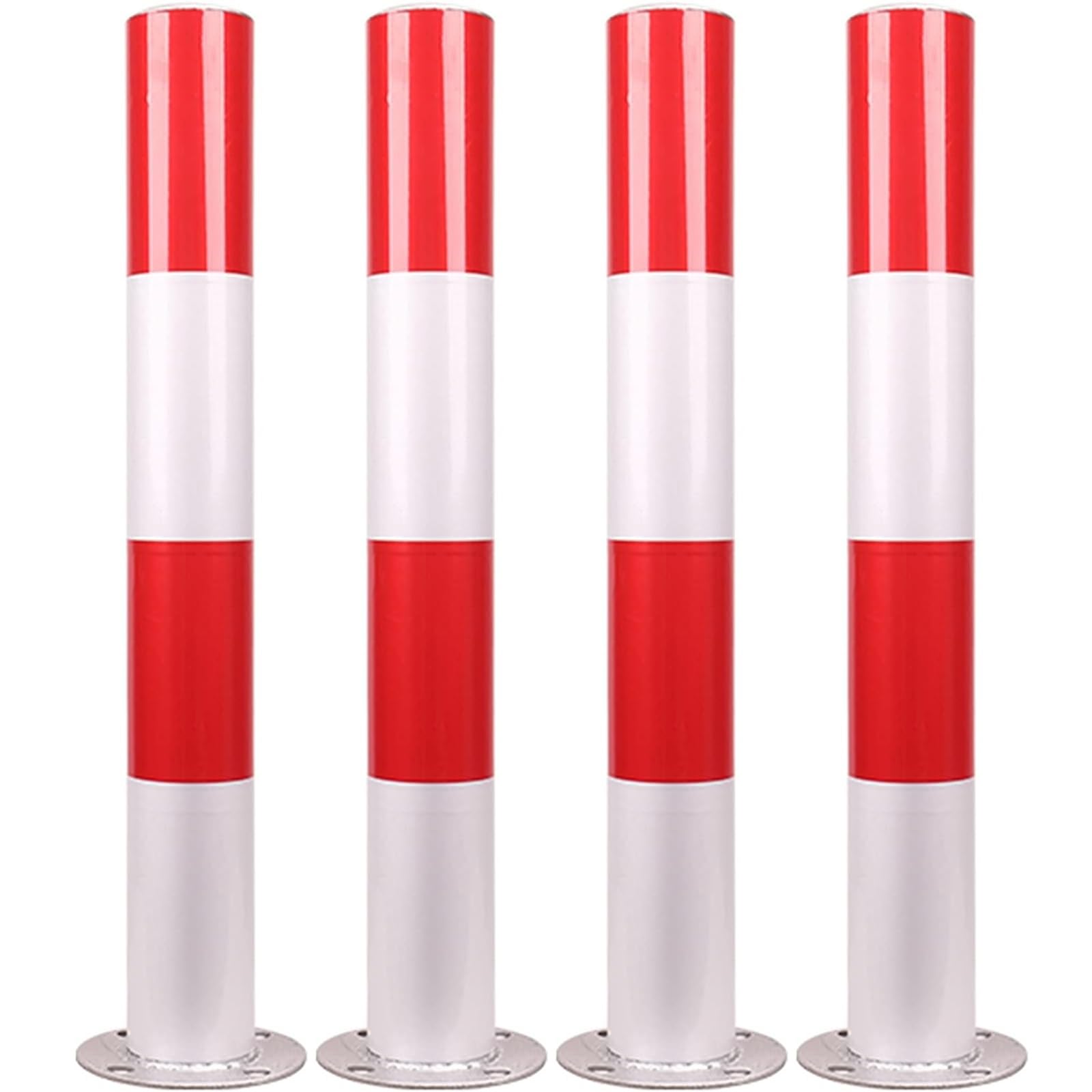 WOTZOV Construction Cone Traffic Delineator Post Safety Bollard Post White Red,Parking Bollards For Traffic Crowd Control,Delineator Posts,Outdoor Control Barriers,H75cm 4pc