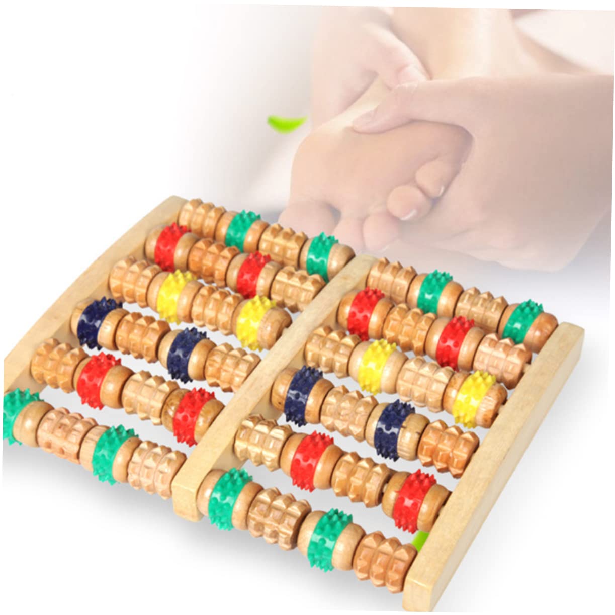 Masajeador de Pies Rodillos Compacto Herramienta de Masaje Puntos de Acupuntura Color Natural Uso Doméstico Alivio Fascitis para Relajación Total
