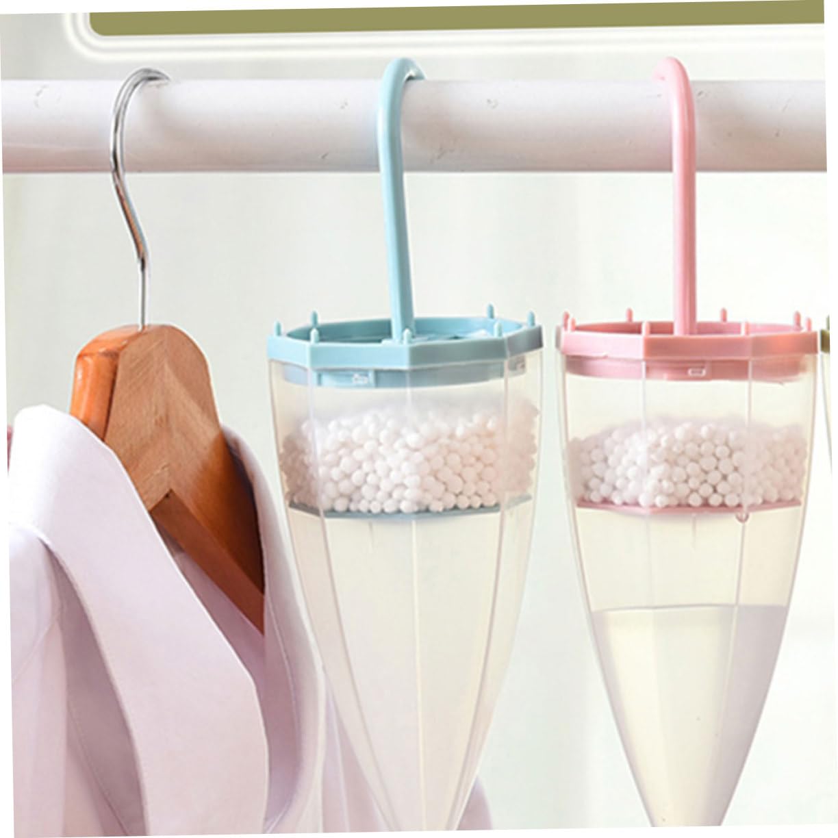 SOLUSTRE Deumidificatore Controllo Umidità Armadio 2 Pezzi con Design Ombrello Materiale Abs e Pp, per Cucina e Guardaroba