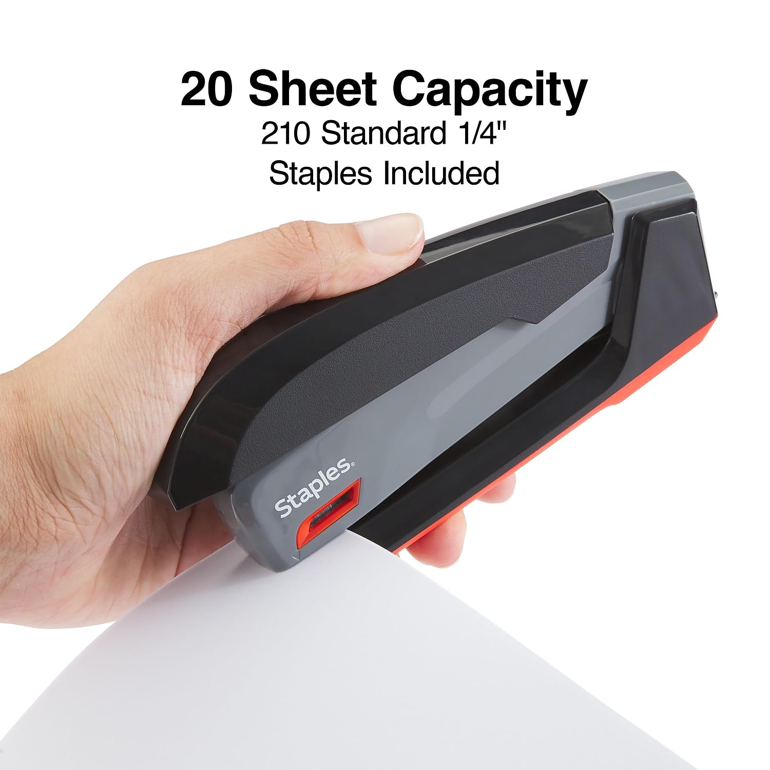 Staples One-Touch Desktop Stapler, 20 Sheet Capacity, Gray/Black/Red, 2/Pack (ST44425/44425VS) - Image 4
