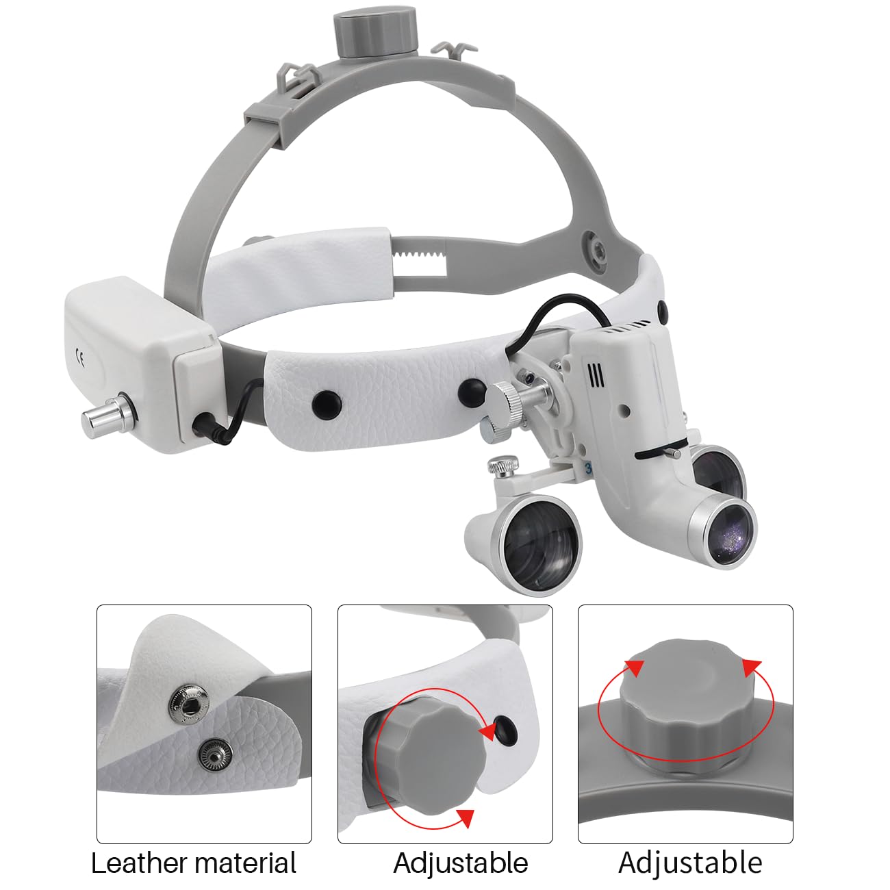 Loupes Binoculaires Dentaires 2,5X/3,5X, Lampe Frontale LED Chirurgicale Dentaire 5 W, Loupe Chirurgicale Dentaire avec Lampe Frontale Médicale, Loupes Dentaires Cliniques 3.5X