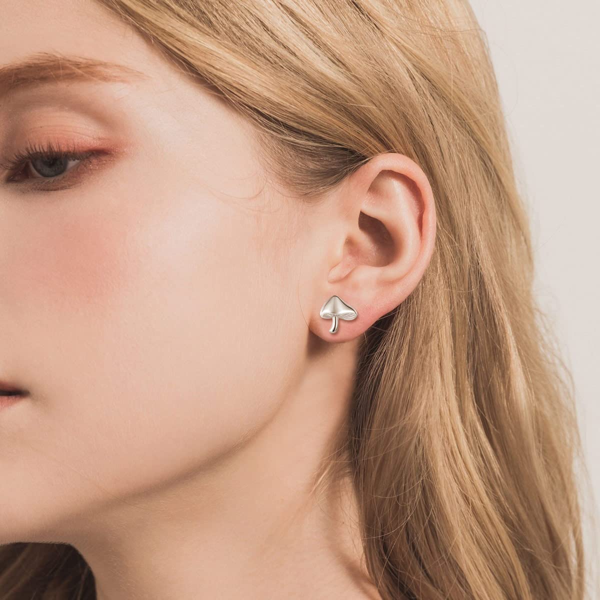 Pendiente De Plata De Ley 925 con Forma De Seta Delicada para Mujeres Y Niñas, Pendiente Simple De Hongo Cz, Joyería Fina De Moda