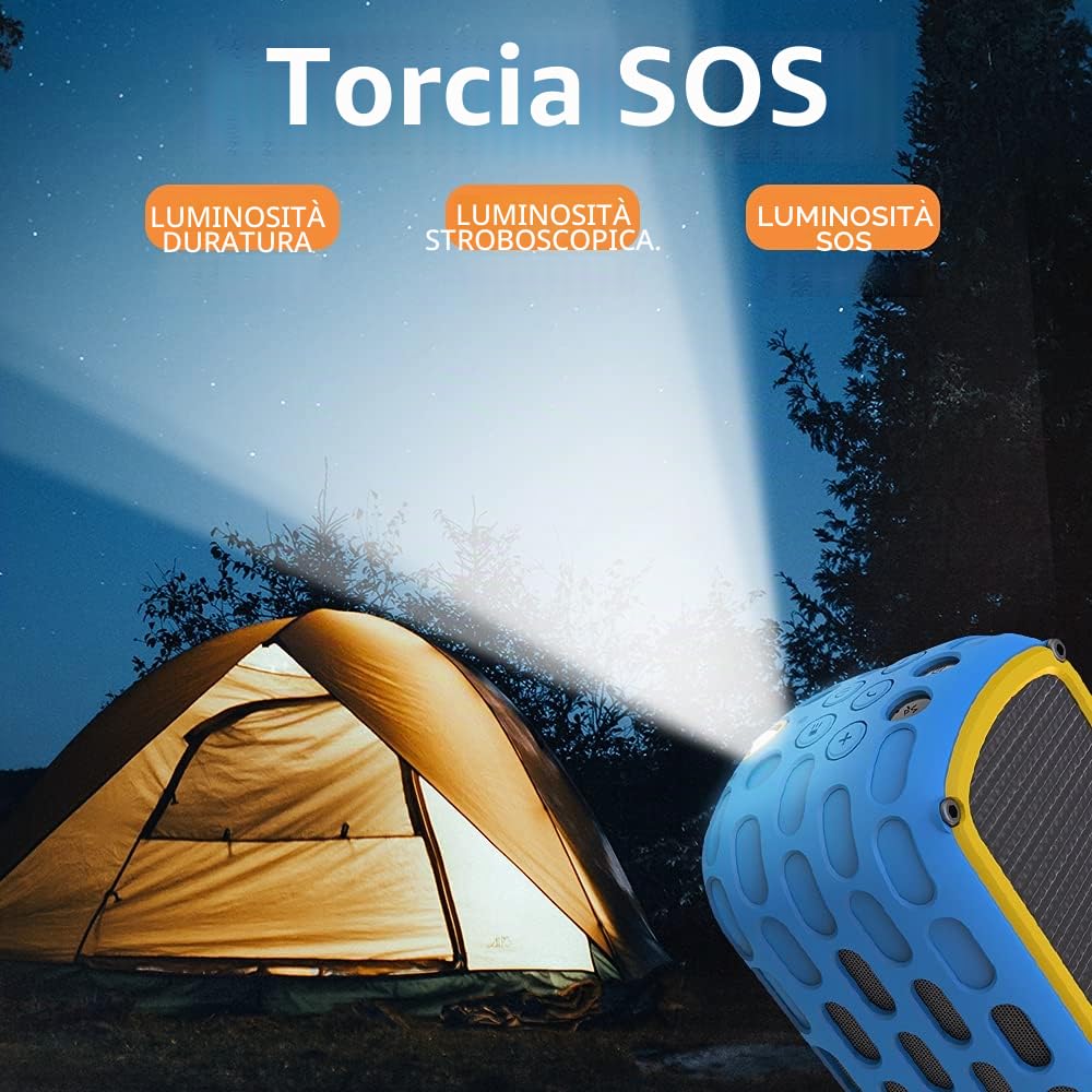 Altoparlante Bluetooth Solare, 30 Ore di Riproduzione CYBORIS Upgrade 2a generazione Altoparlante portatile HiFi Bluetooth 4.0 stereo alimentato a energia solare agli urti e impermeabile (nero)