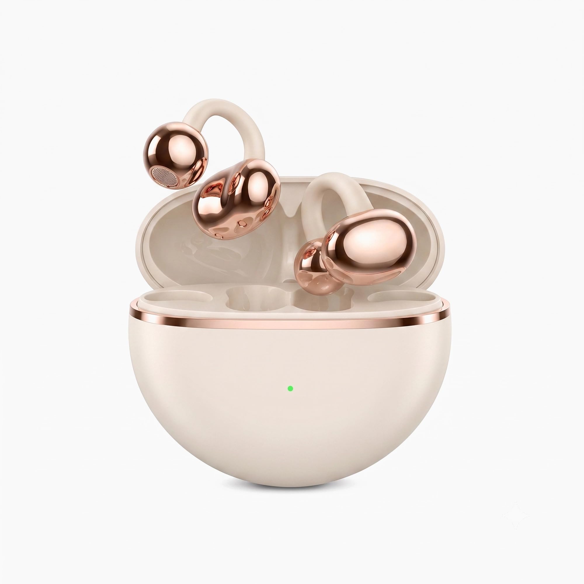 sirphire Air Clips Open Ear OWS Bluetooth Earbuds V5.4, C-Bridge Clip Design, 360° Spatial Audio, AI Sound, Quad Mic ENC, Upto 50 Hours Playtime, Secure Comfort Fit (Beige)-image-5