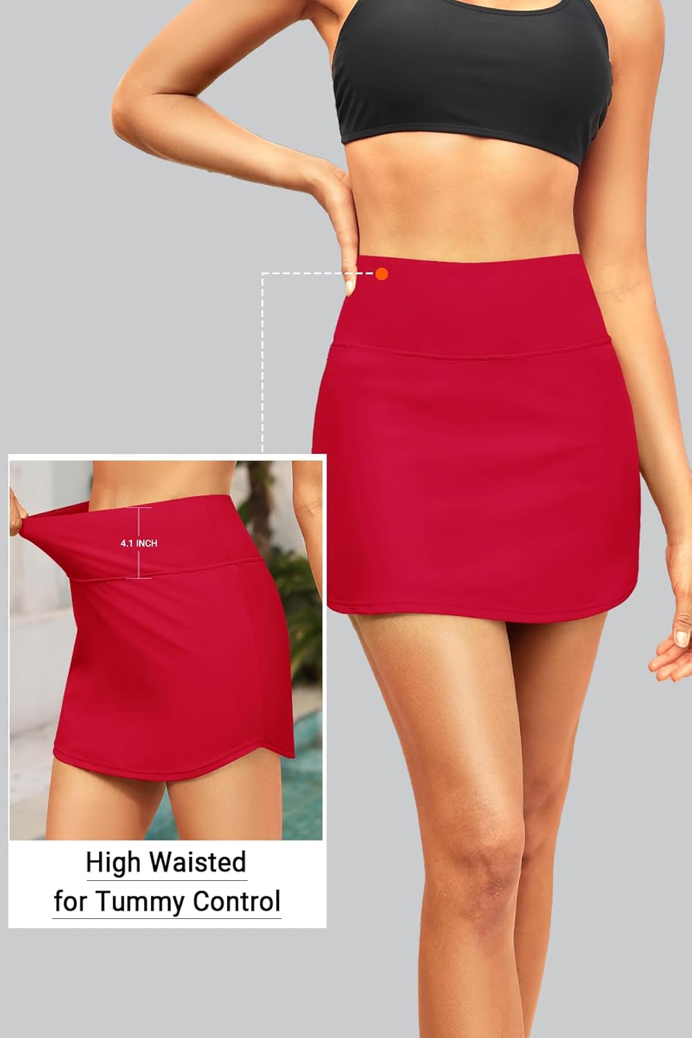 Tempt Me Women High Waisted Swim Skirt - Bathing Suit Bottoms Tummy Control Swimsuit Skirt with Pocket 2025 - Image 5