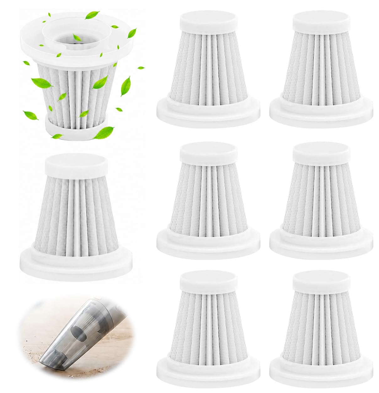 8Pack Replacement HEPA Filters for Handheld Vacuum Cleane, Washable Reusable Filter Accessories for Cordless Mini Car Vacuum Efficient Dust Removal