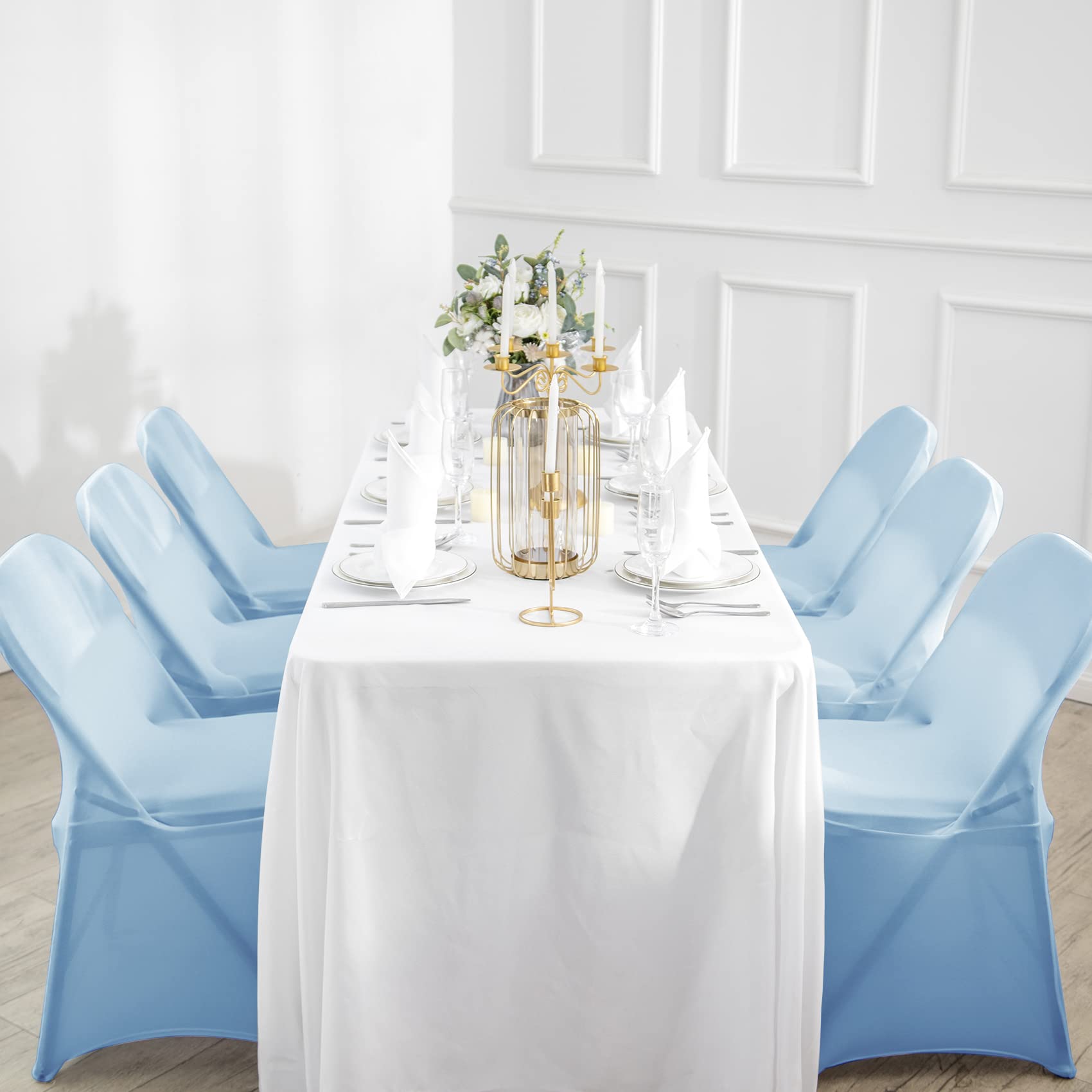 12 fundas plegables de elastano elástico impermeables para sillas de comedor, fundas protectoras para sillas de comedor, bodas, banquetes, fiestas, vacaciones, celebraciones y decoración