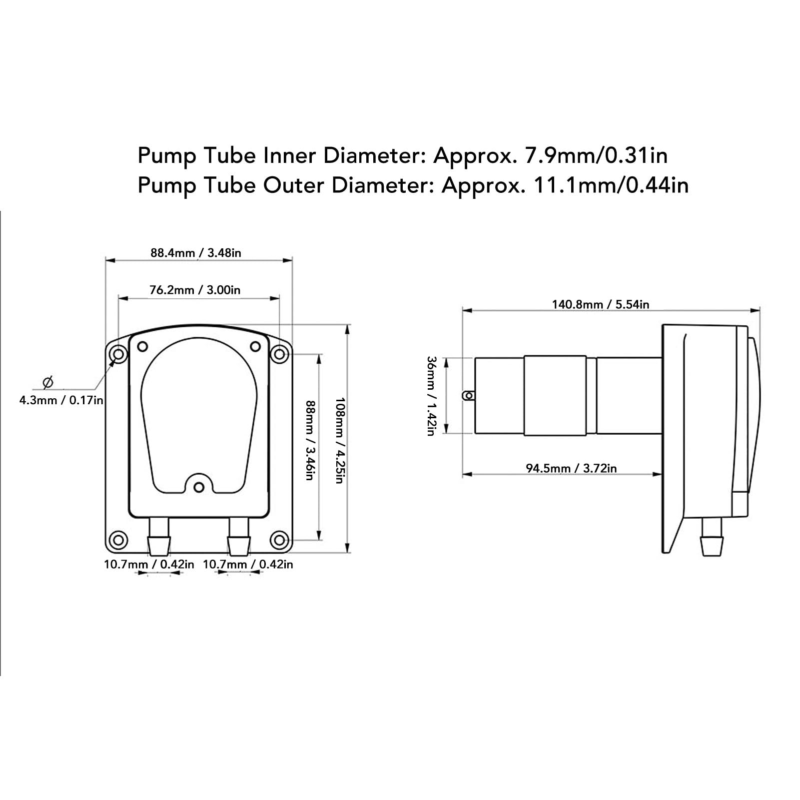 Head Peristaltic Pump, High Efficiency Food Grade Silicone Tubing, DC Gear Motor, for Various Applications, DC12V, G1016