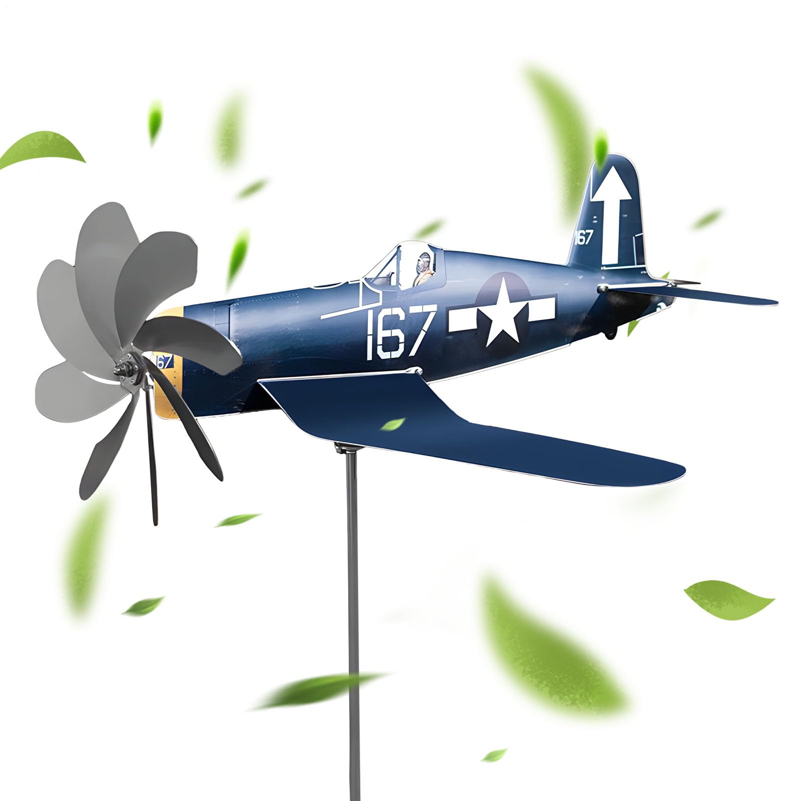 FmtwPhn Windmill Airplanes Stainless Steel Airplane Wind Spinner, 3D Aircraft Windmill Sculpture For Outdoor Garden, Weather-Resistant Metal Aeroplane Decor, Wind Catcher Ornament For Terrace