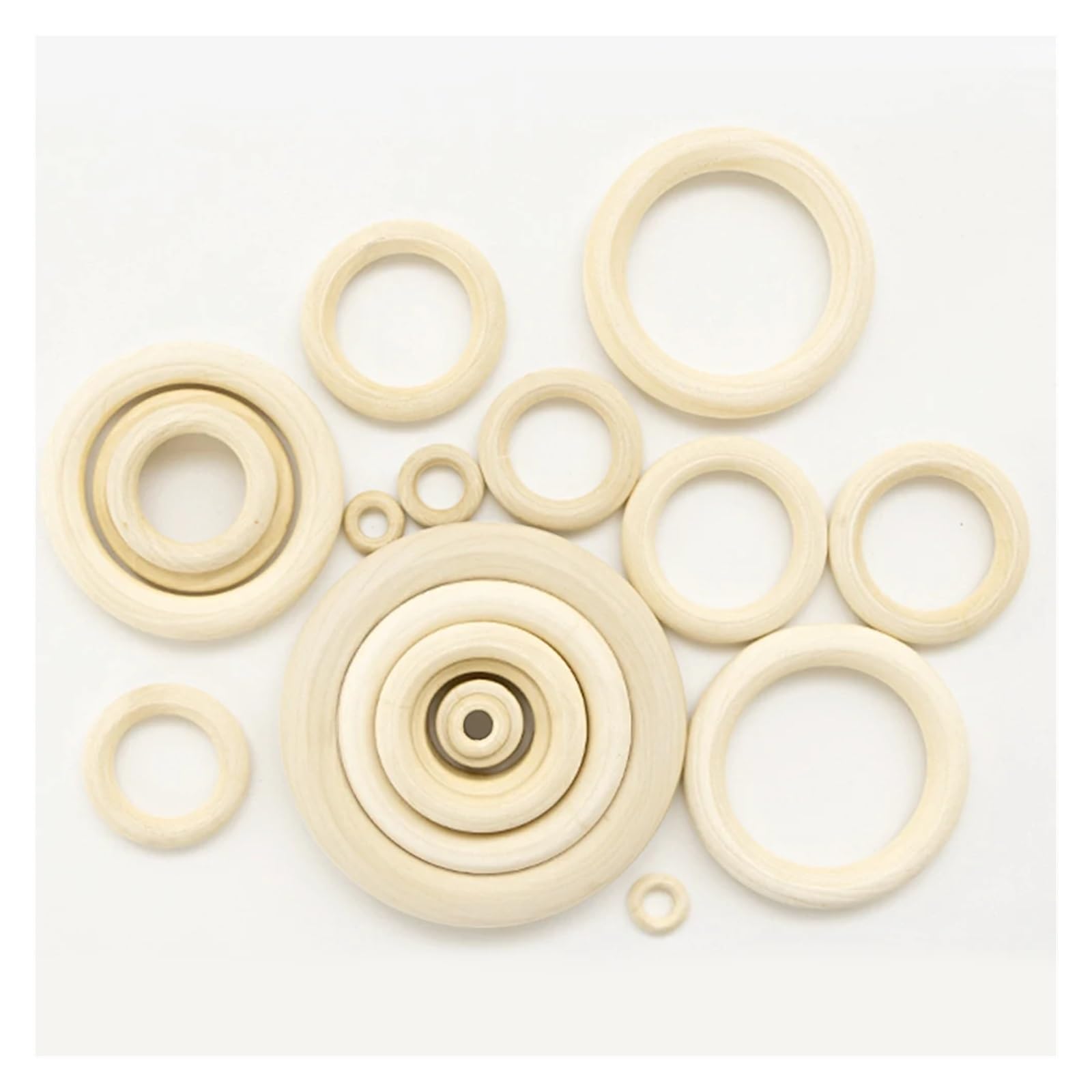 Holzringe für Handarbeiten, Unvollendete Holzringe 15–100 mm for Makramee-DIY-Bastelarbeiten, Reifen, Verbinder, Schmuck(25mm 20pcs)