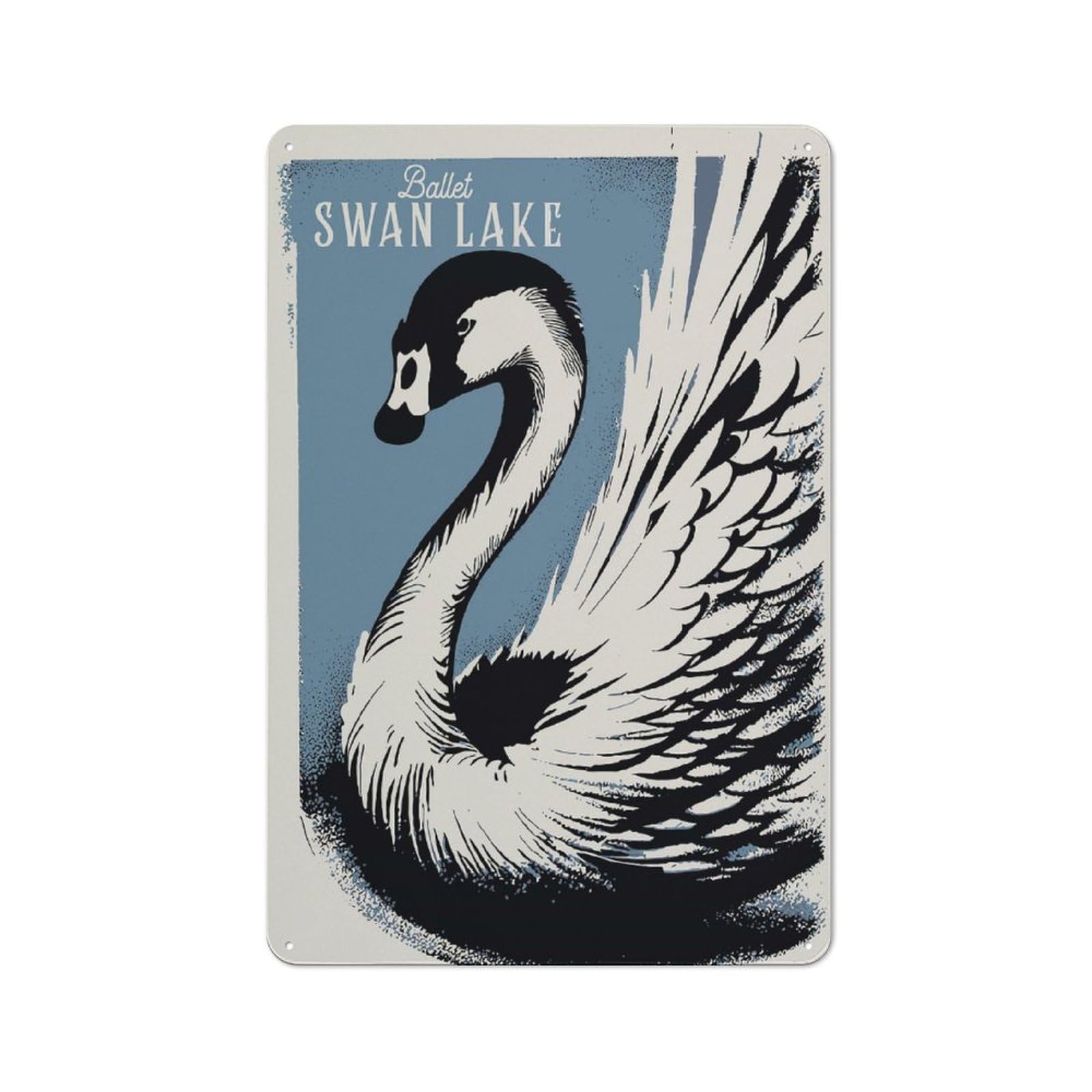 Junmoney Style-3 Swan Lake Ballet (2) Retro Tin Wall Plaque 30X20cm For Hobby Room Or Studio, For Garage, Workshop And Man Cave Decoration