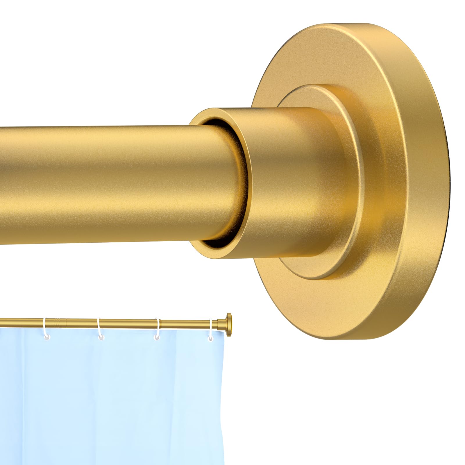 CorkLatta Gold Shower Curtain Rod 31 to 92 Inch,1 Inch Diameter Adjustable Spring Tension Stainless Steel Telescoping Rod,Easy Install,No Rust