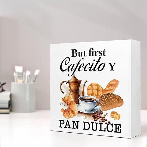 Miniatura 6 de LVQHI Letrero de cafetería en español, pero primer cafecito y pan dulce, pero primer café, accesorios de cocina mexicana, decoración de cita de mesa
