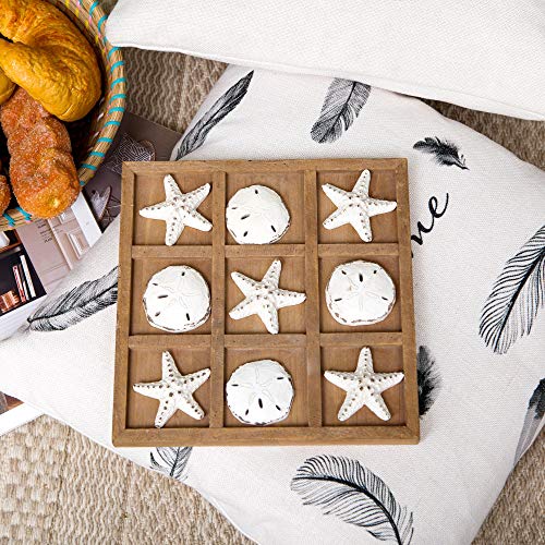 Juego de mesa Beach Tic Tac Toe de madera decorativo miniatura 4