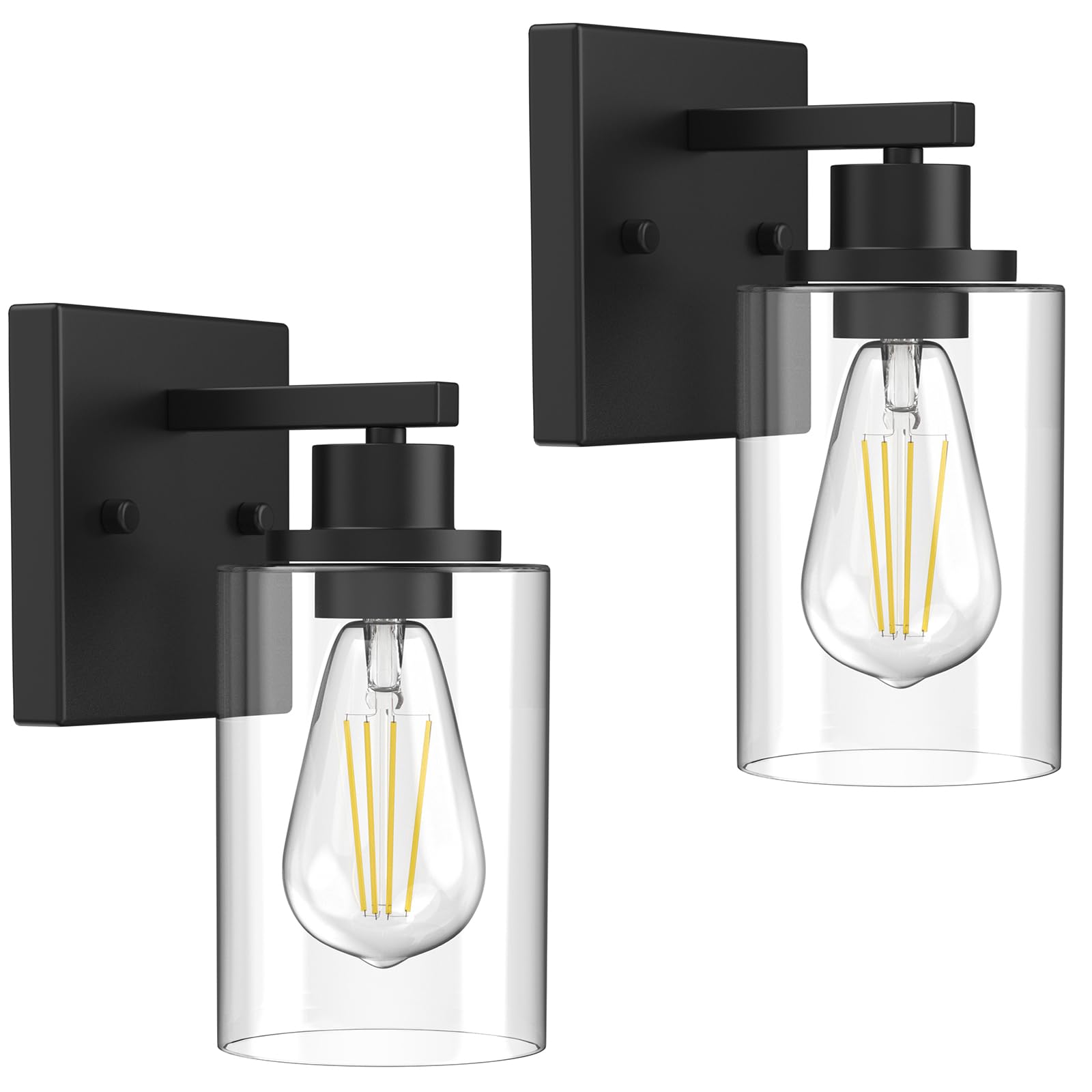 Photo 1 of Wall Sconces Set of Two Matte Black Vanity Lights for Bathroom Indoor