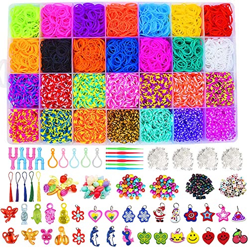 DIY Rubber Loom Bands Kit, Bst4UDirect 10000 Bandes en Caoutchouc avec 28 Couleurs, 680 Accessoires Faisant un Ensemble pour le Bricolage Artisanal Tissage pour Les Enfants Dans des étuis de Rangement