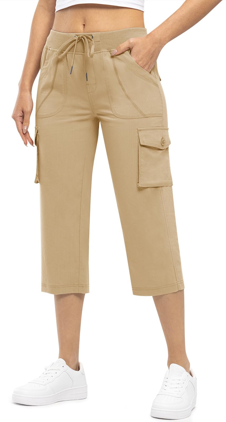 Rdruko Womens Cargo Capris Lightweight Quick Dry Hiking Travel Summer Casual Pants with Pockets