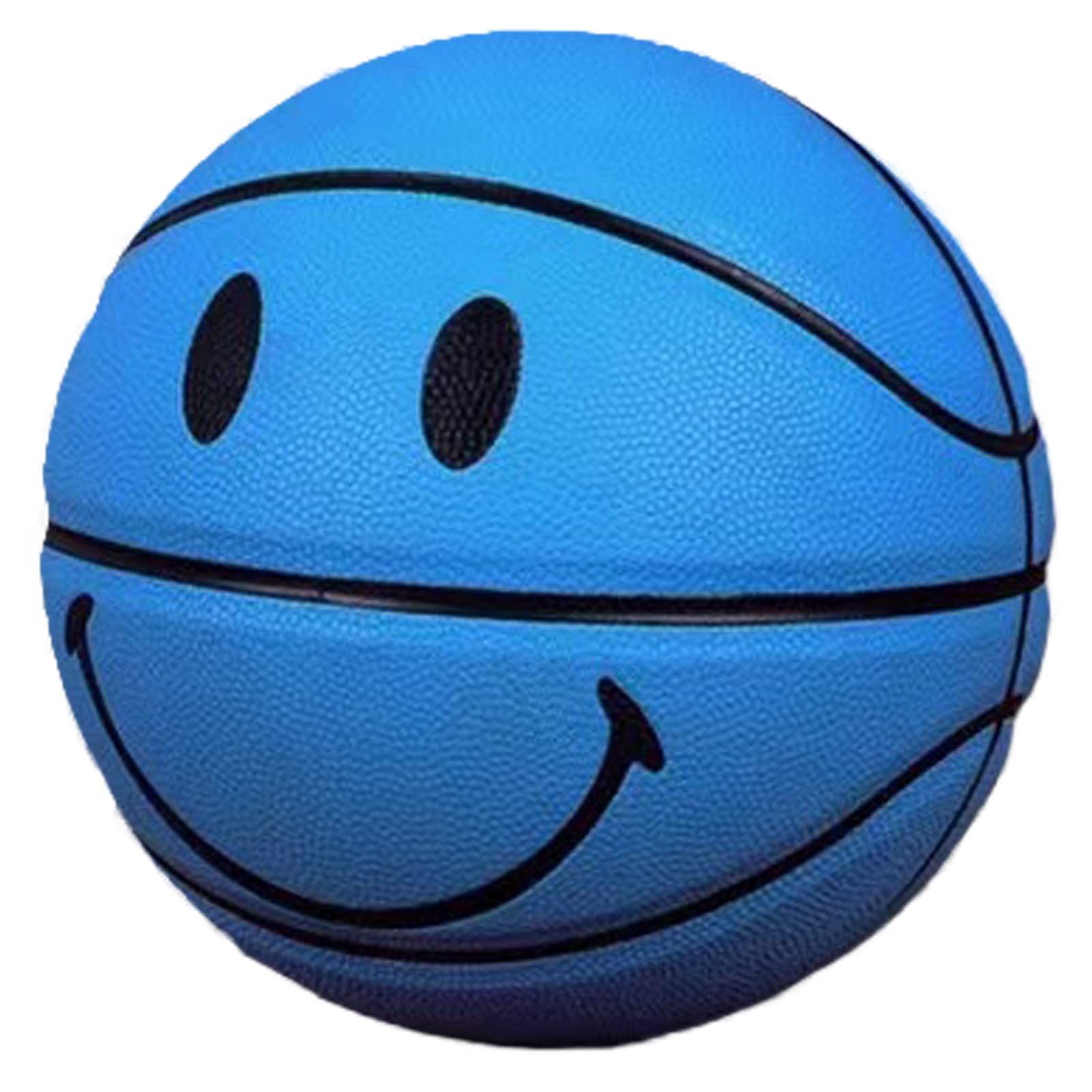 MINDCOLLISION Smiling Face Basketball, Moisture-Absorbing Pu Leather, Soft, Good Grip, Indoor and Outdoor Training and Competition, Home Decoration, No. 5 and No. 7,Light Blue,Size 7