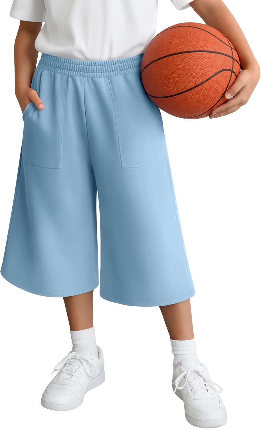 Boys Capri Pants 5-14Y Wide Leg Elastic Loose Kids Summer Casual Athletic Shorts Baggy Sweatpants with Pockets