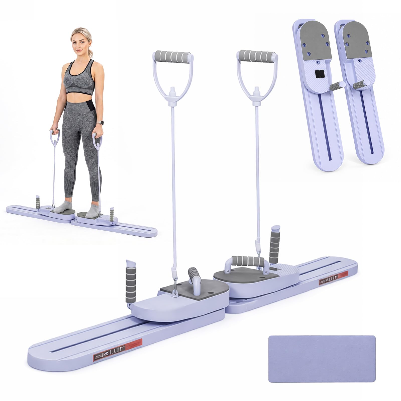 EVERGOODS Pilates Board for Home Workout with Resistance Bands, Portable Reformer Pilates Machine, Foldable Core Trainer for Full Body Exercise, Abdominal Training Equipment for Abs, Legs