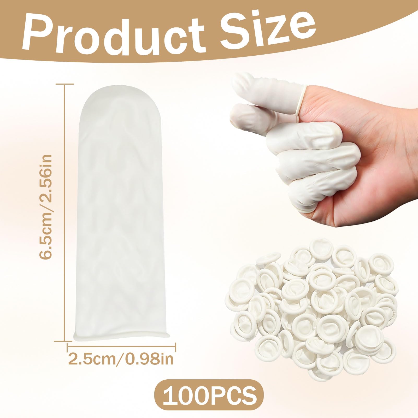100PCS Doigtiers en Latex, Doigts de Protection imperméables du Bout des Doigts,Doigtier Silicone pour Doigt,Doigts de Protection contre les blessures aux Doigts, Doigts imperméables pour Tatouage.