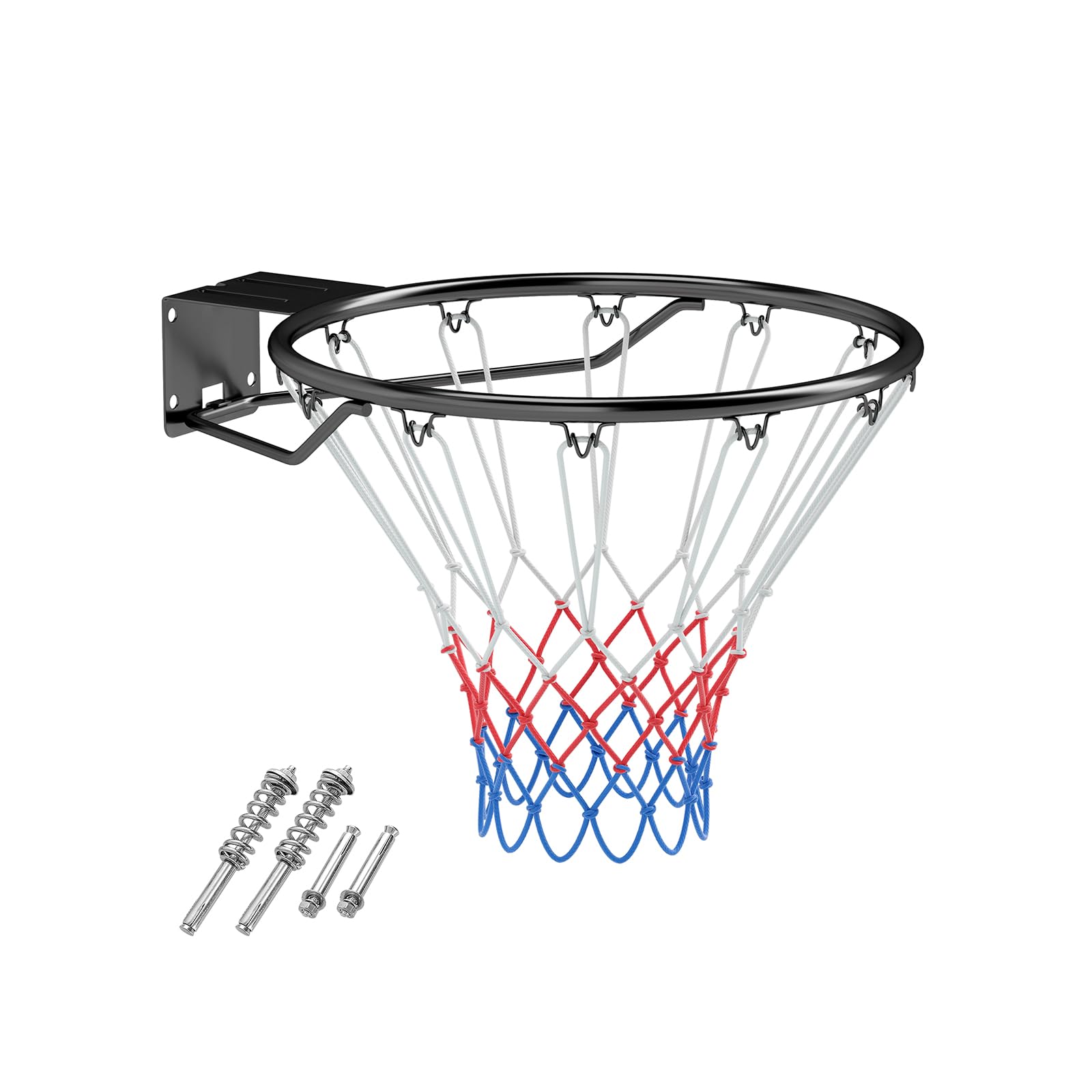 GYMAX Canestro da Basket, Anello da Pallacanestro da Parte, Cerchio in Metallo da 48 cm con Rete, Canestro da Basket Professionale per Interno ed Esterno, Resistente alle Intemperie